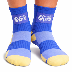 Seventh April Over-the-Ankle Grip Socks (Blue & Yellow)